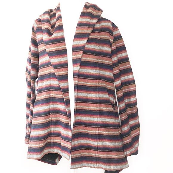 Obey Propaganda Hoodie Open Front Stripe Cotton Jacket No Belt - Picture 1 of 5